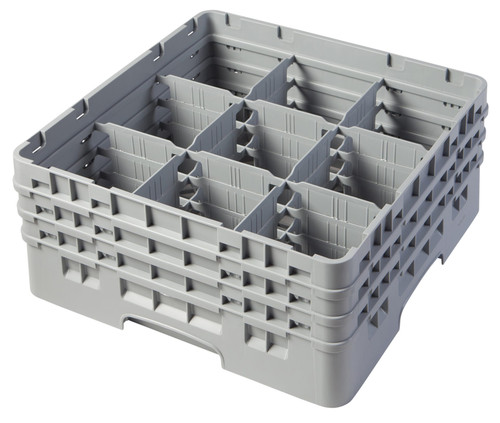 Cambro Glass Rack 19.25X19.25X3.875 IN 9 Compartment Gray With Extension 1/Each