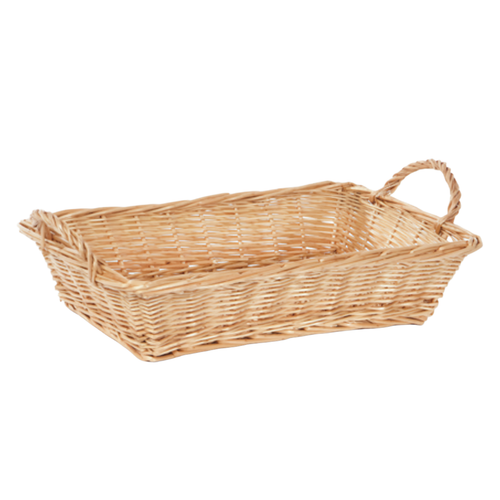 Willow Tray Basket Wicker Rectangle Side Handles 1/Each