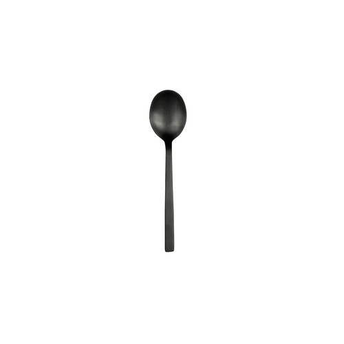 Elexa Satin Noir Bouillon Spoon 18/0 Stainless Steel Black 36/Case