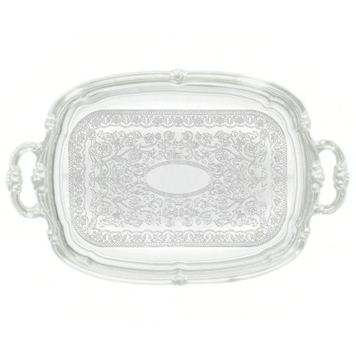 Serving Tray 20.88X13.38X0.75 IN Chrome Plated Oblong With Handles Hand Wash 1/Each
