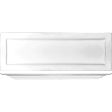 Elite™ Platter 14X7 IN Porcelain Bright White Rectangle Wide Rim Rolled Edge 12/Case