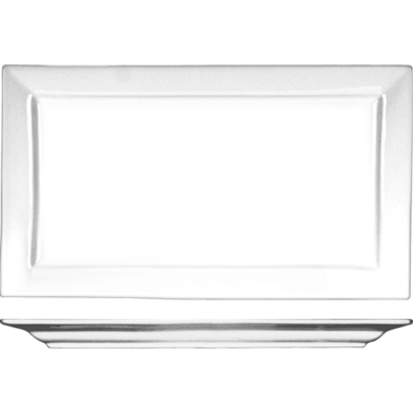 Elite™ Platter 11X6.75 IN Porcelain Bright White Rectangle Wide Rim Rolled Edge 12/Case