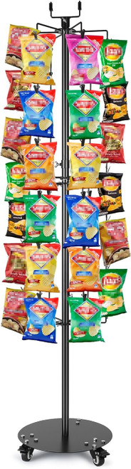 Chips Display Rack 61 IN Metal Black With 72 Clips 1/Each