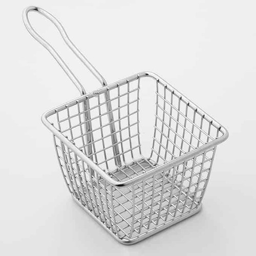 Fry Basket 4X3 IN Stainless Steel Silver Square Dishwasher Safe 1/Each