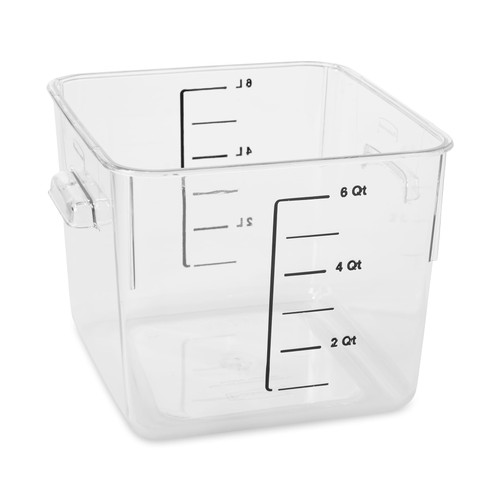 Storage Bin Container 8.75X8.80X6.94 IN 6 QT PC Clear Square Graduated Food Safe 1/Each