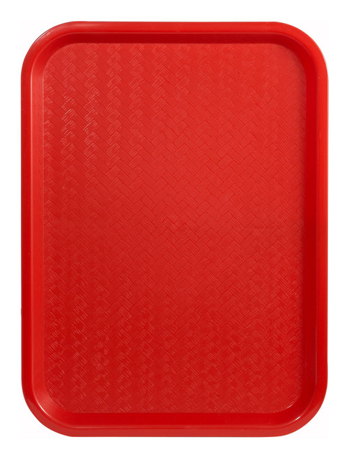 Fast Food Tray Cafeteria Tray 14X18 IN Plastic Red 1/Each