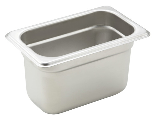 Steam Table Pan 1/9 Size 4 IN 18/8 Stainless Steel Rectangle Anti-Jam 1/Each