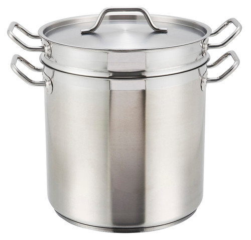 Double Boiler 12.37X12.5 IN 20 QT 18/8 Stainless Steel Induction Ready Cover Included 1/Each