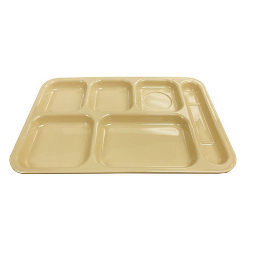 Nustone Cafeteria Tray 6 Compartment Melamine Tan Right Hand 1/Dozen