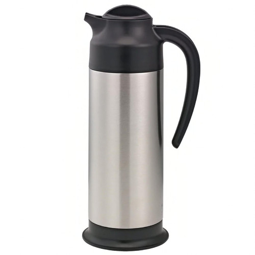 SteelVac™ Carafe 1 L Stainless Steel Plastic Brushed Stainless Black Vacuum Insulated Footed Base Dishwasher Safe 1/Each
