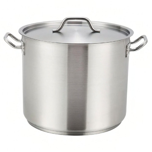 Stock Pot 60 QT 18/8 Stainless Steel With Cover Tri-Ply Construction Dishwasher Safe 1/Each