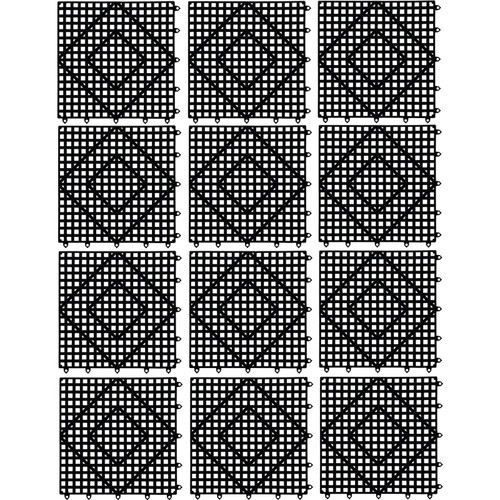 San Jamar Versa-Mat Bar Mat 12X12 IN PVC Black Square 12/Case