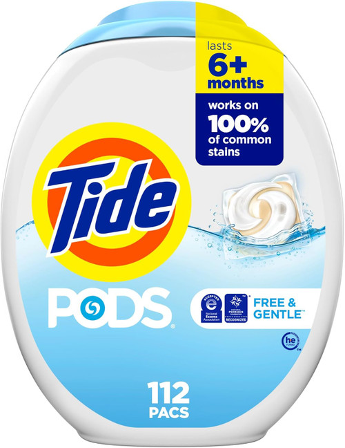 Tide® Encapsulated Laundry Detergent Gentle & Free HE Compatible 112/Pack