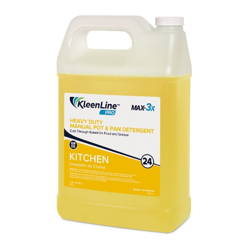 KleenLine™ Pro MAX-3X #24 Lemon Manual Pot & Pan Detergent 1 GAL Liquid Heavy Duty 2/Case