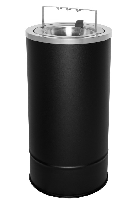 Smoking Receptacle Black Steel Flip Top Floor Urn With Bridge 1/Each