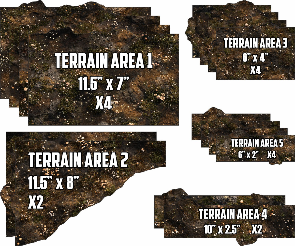 Terrain Area Footprints - 40K 11th Edition - Mycelium - 3d6 Wargaming
