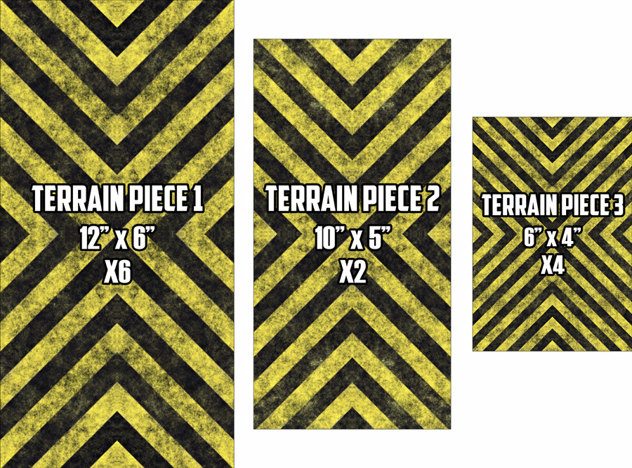 Terrain Bases - 10th Edition 40K Tournament - Hazard Stripes
