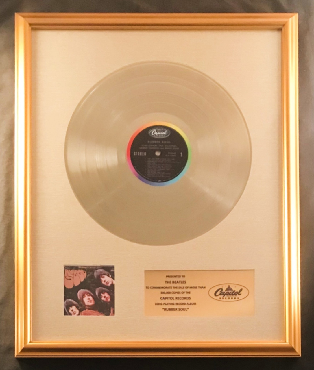 The Beatles Rubber Soul LP Gold Non RIAA Record Award Capitol Records 