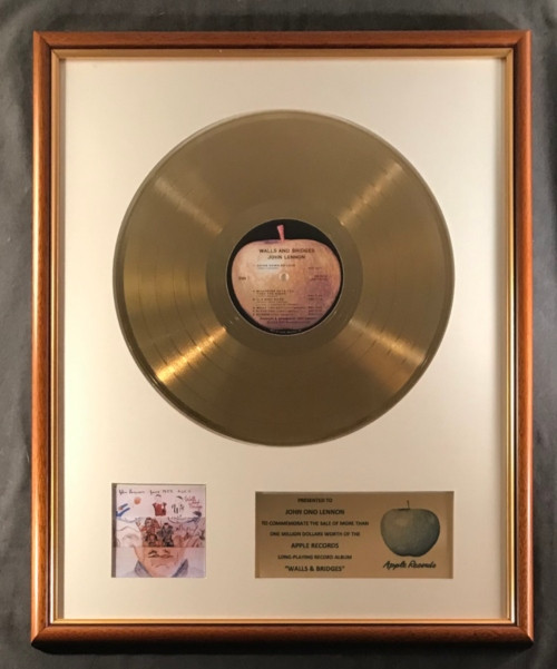 John Lennon Walls And Bridges LP Gold Non RIAA Record Award Apple Records
