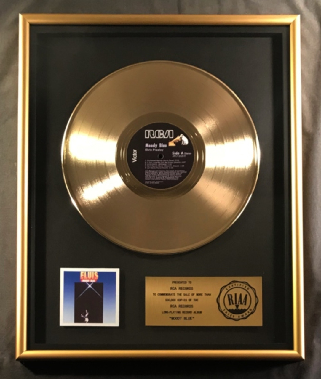 Elvis Presley Moody Blue LP Gold RIAA Record Award RCA Records To RCA Records