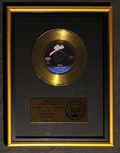 Michael Jackson Beat It 45 Gold RIAA Record Award Epic Records 