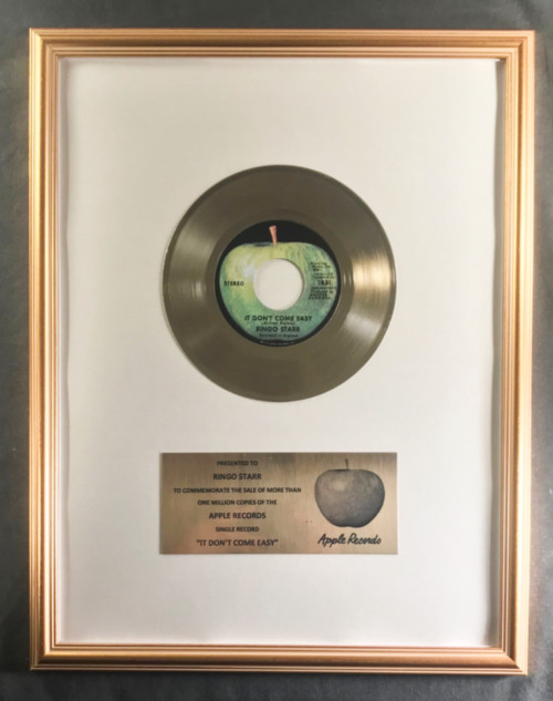 Ringo Starr It Don't Come Easy 45 Gold Non RIAA Record Award Apple Records To Ringo
