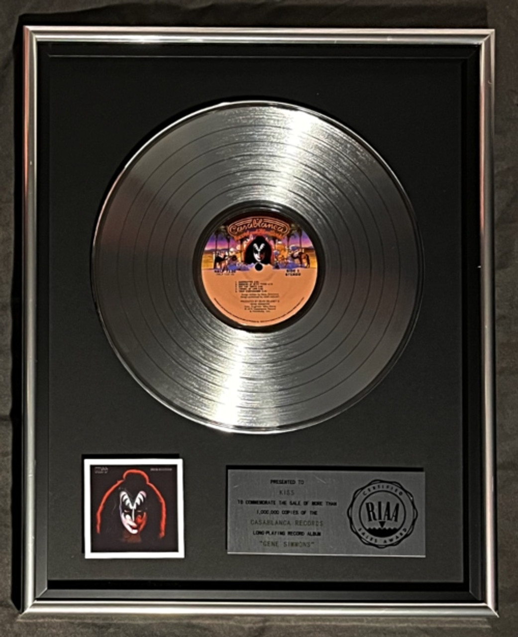 KISS Gene Simmons Solo LP Platinum RIAA Record Award Casablanca Records To KISS
