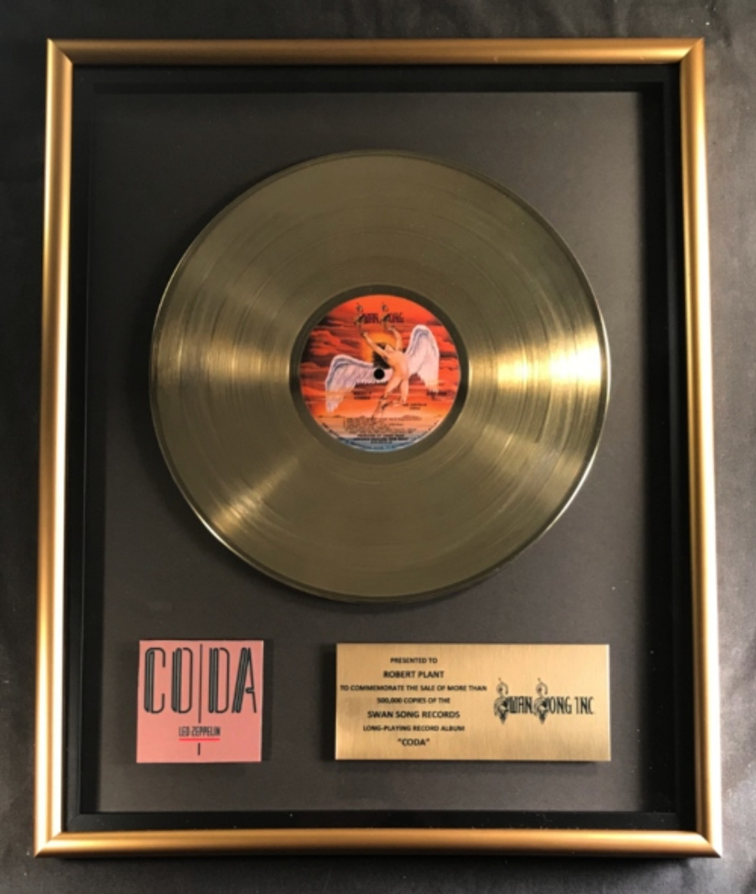 Led Zeppelin Coda LP Gold Non RIAA Record Award Atlantic Records To Robert Plant
