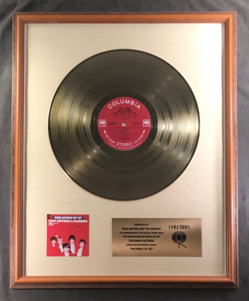 Paul Revere And The Raiders The Spirit Of '67 LP Gold Non RIAA Record Award

