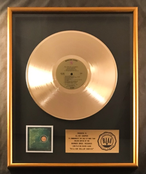 Alice Cooper Billion Dollar Babies LP Gold RIAA Record Award Warner Brothers
