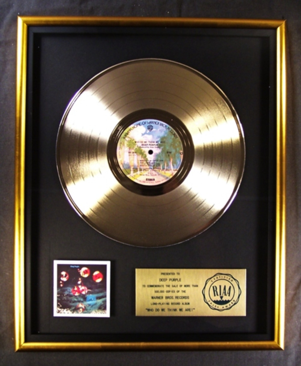 Deep Purple Who Do We Think We Are! LP Gold RIAA Record Award Warner Brother Records 
