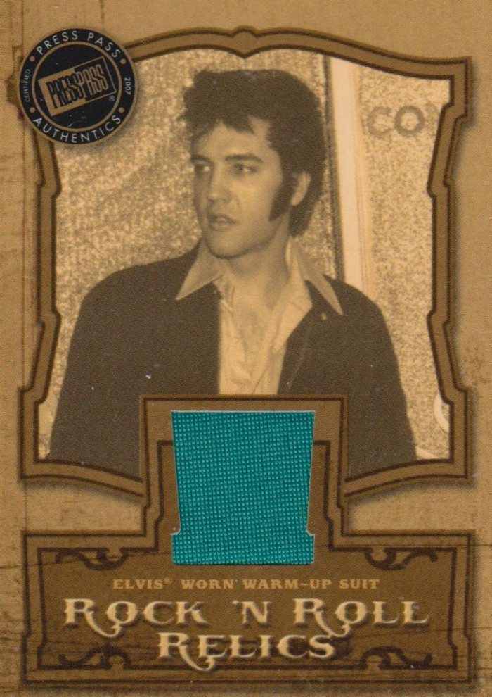 Elvis Presley Press Pass 2007 Trading Card RR-WU Rock 'N Roll Relics Worn Warm-Up Suit Teal (#3)