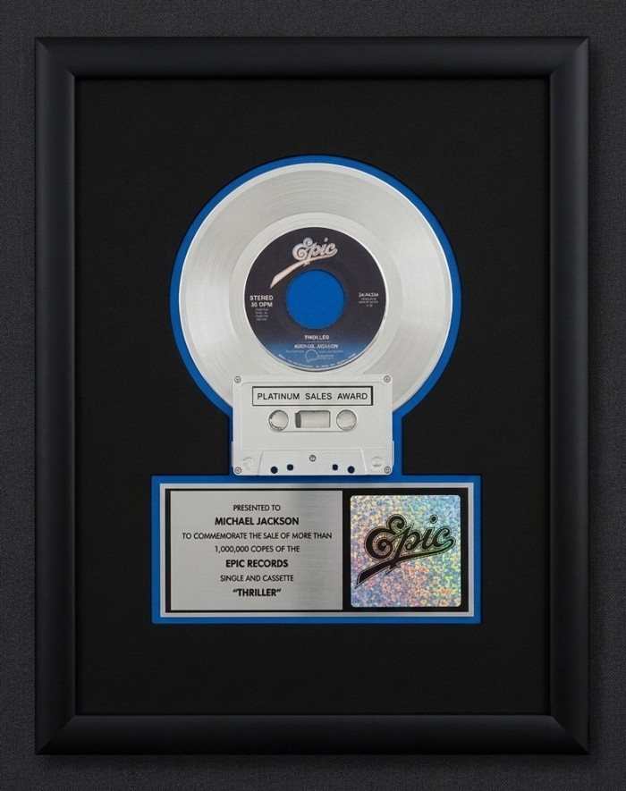 Michael Jackson Thrilller (Song) 45 Cassette Platinum Non RIAA Record Award Epic Records 
