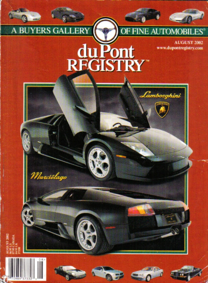 DuPont Registry Magazine August 2002 Lamborghini Murcielago
