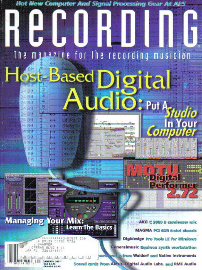 Recording Magazine January 2001 Host-Based Digital Audio, Computer Studio
