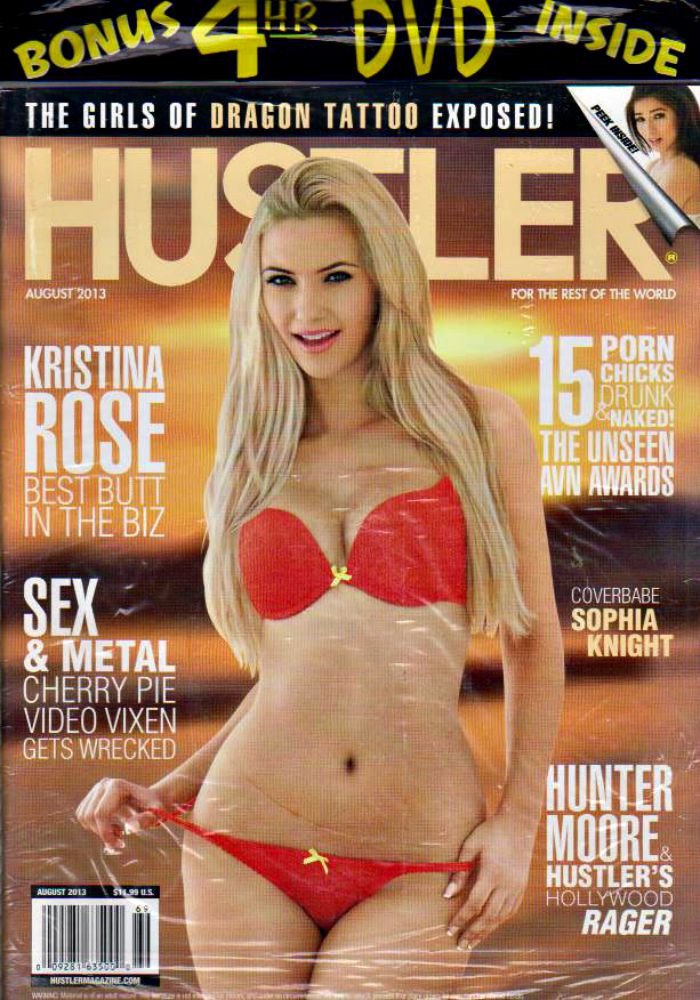 Hustler Magazine August 2013 Sophia Knight Covergirl, Kristina Rose, Madison Morgan, Candice Luca, 4 Hr XXX DVD MINT IN BAG
