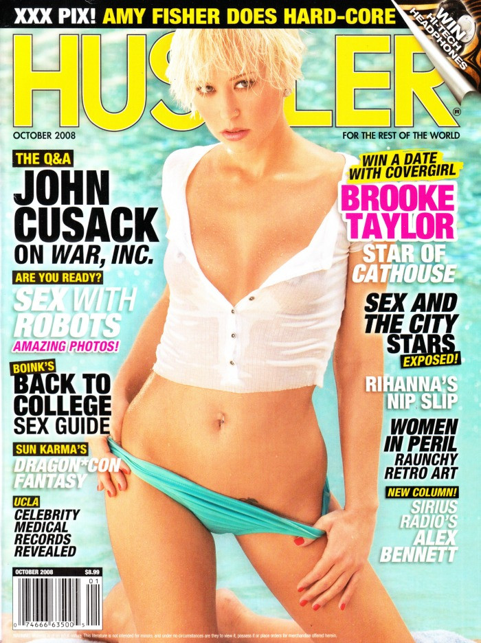 Hustler Magazine October 2008 Covergirl & Honey Of The Month Centerfold Brooke Taylor, Amy Fisher Does Hard Core, College Sex Guide (#1)
