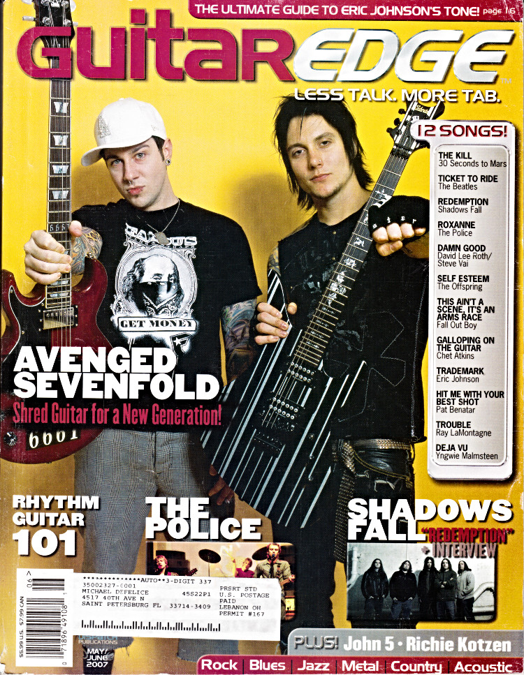 Guitar Edge Magazine May June 2007 Avenged Sevenfold, The Police, Shadows Fall, John 5, Richie Kotzen
