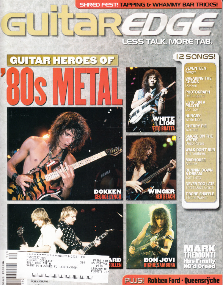 Guitar Edge Magazine November December 2007 Heroes Of '80's Metal, Dokken, Winger, Def Leppard, Bon Jovi

