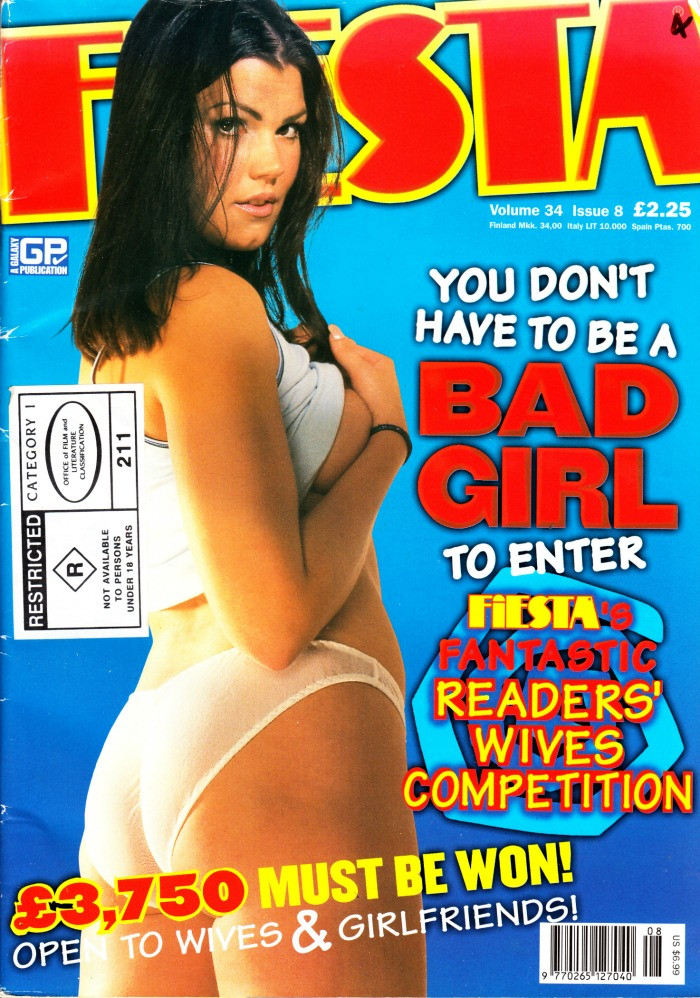 Fiesta Magazine Volume 34 #8 2000 UK Jules, Marilyn, Lena, Toni, Alison, Julie, Bad Girl, Reader's Wives Competition 
