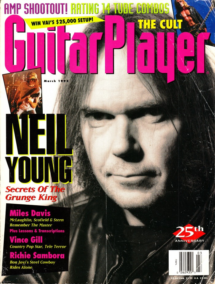 Guitar Player Magazine March 1992 Neil Young, The Cult, Richie Sambora, Miles Davis, Vince Gill, 25th Anniversary (#2)
