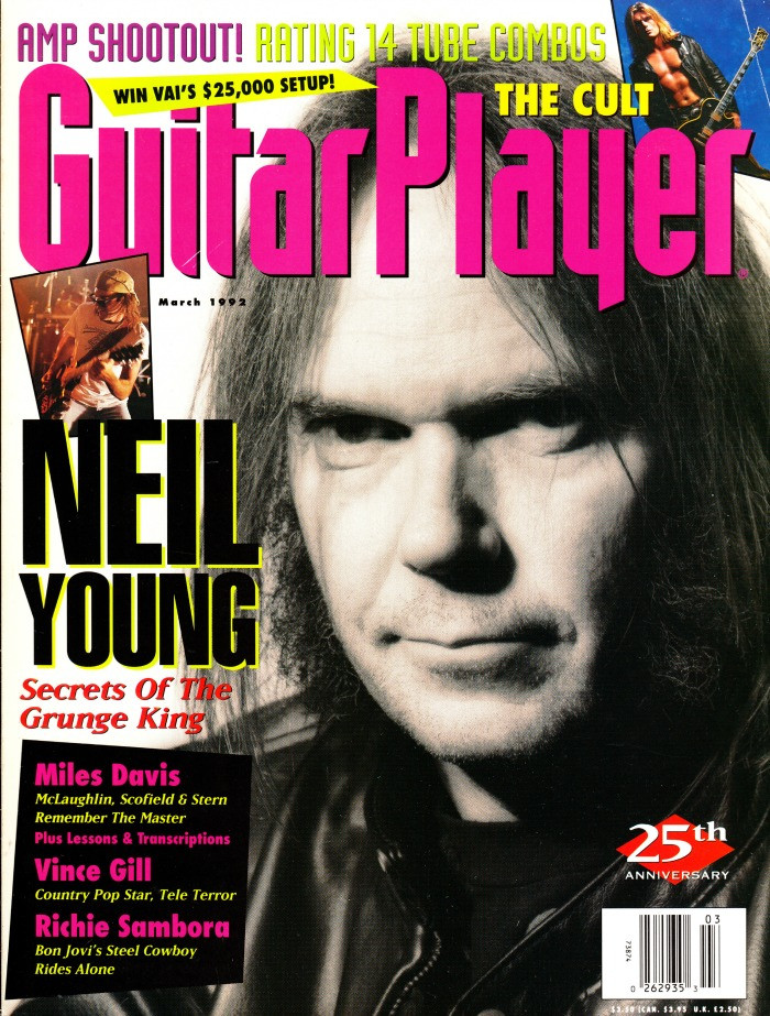 Guitar Player Magazine March 1992 Neil Young, The Cult, Richie Sambora, Miles Davis, Vince Gill, 25th Anniversary (#3)
