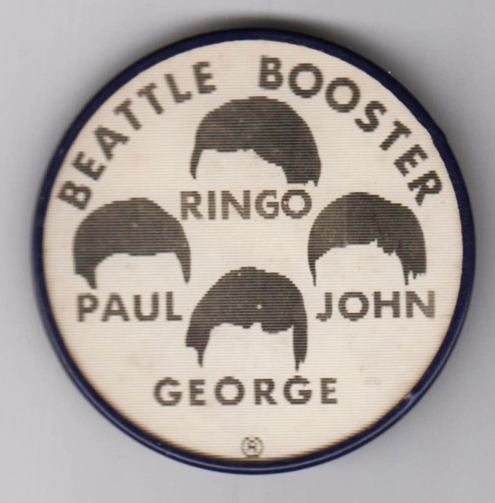 The Beatles Beattles Booster, 1964, Black & White, Vari-Vue, Lenticular Holographic, Flicker, PROMO Pin Badge Button 2.5"