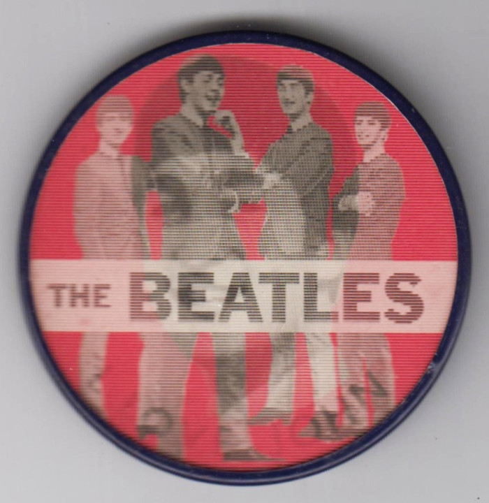 The Beatles I Love John Lennon, 1964, Red, Vari-Vue, Lenticular Holographic, Flicker, PROMO Pin Badge Button 2.5"
