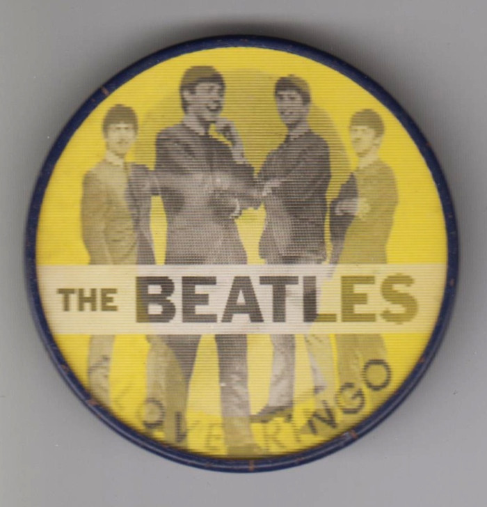 The Beatles I Love Ringo Starr, 1964, Yellow, Vari-Vue, Lenticular Holographic, Flicker, PROMO Pin Badge Button 2.5"
