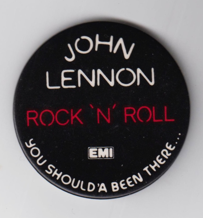 John Lennon Rock 'N' Roll Music LP 1975 EMI Records PROMO Pin Badge Button 2.25"
