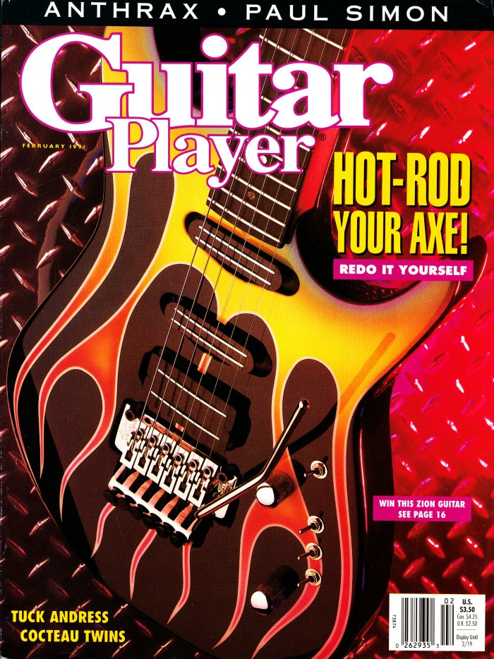 Guitar Player Magazine February 1991 Anthrax, Paul Simon, Tuck Andress, Zion, Cocteau Twins, Anthrax (#1)
