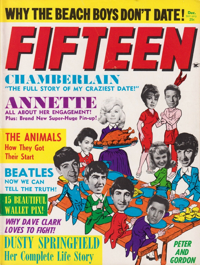 Fifteen Magazine December 1964 The Beatles, Beach Boys, Dave Clark 5, Animals, Dusty Springfield
