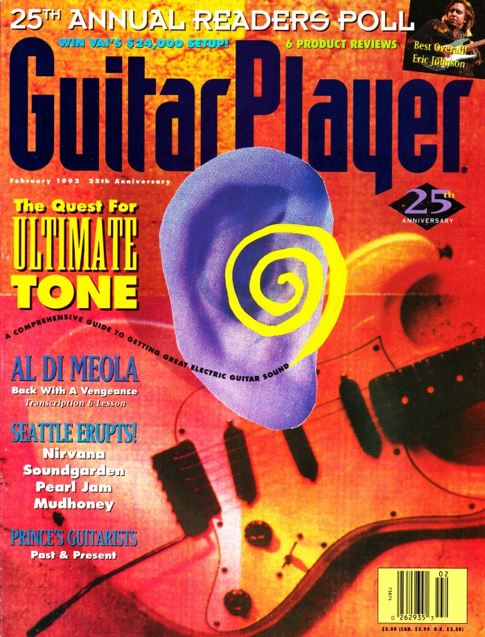 Guitar Player Magazine February 1992 Eric Johnson, Al Di Meola, Nirvana, Soundgarden, Pearl Jam, Prince's Guitarists