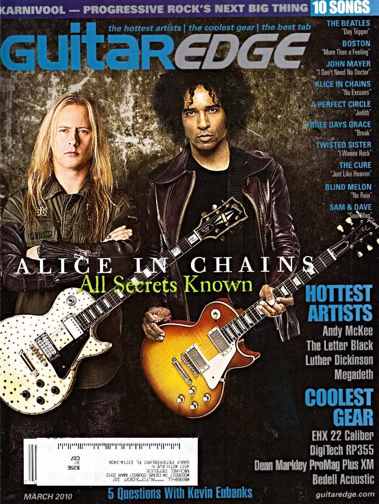 Guitar Edge Magazine March 2010 Alice In Chains, Karnivool, Kevin Eubanks, Megadeth, The Letter Black
